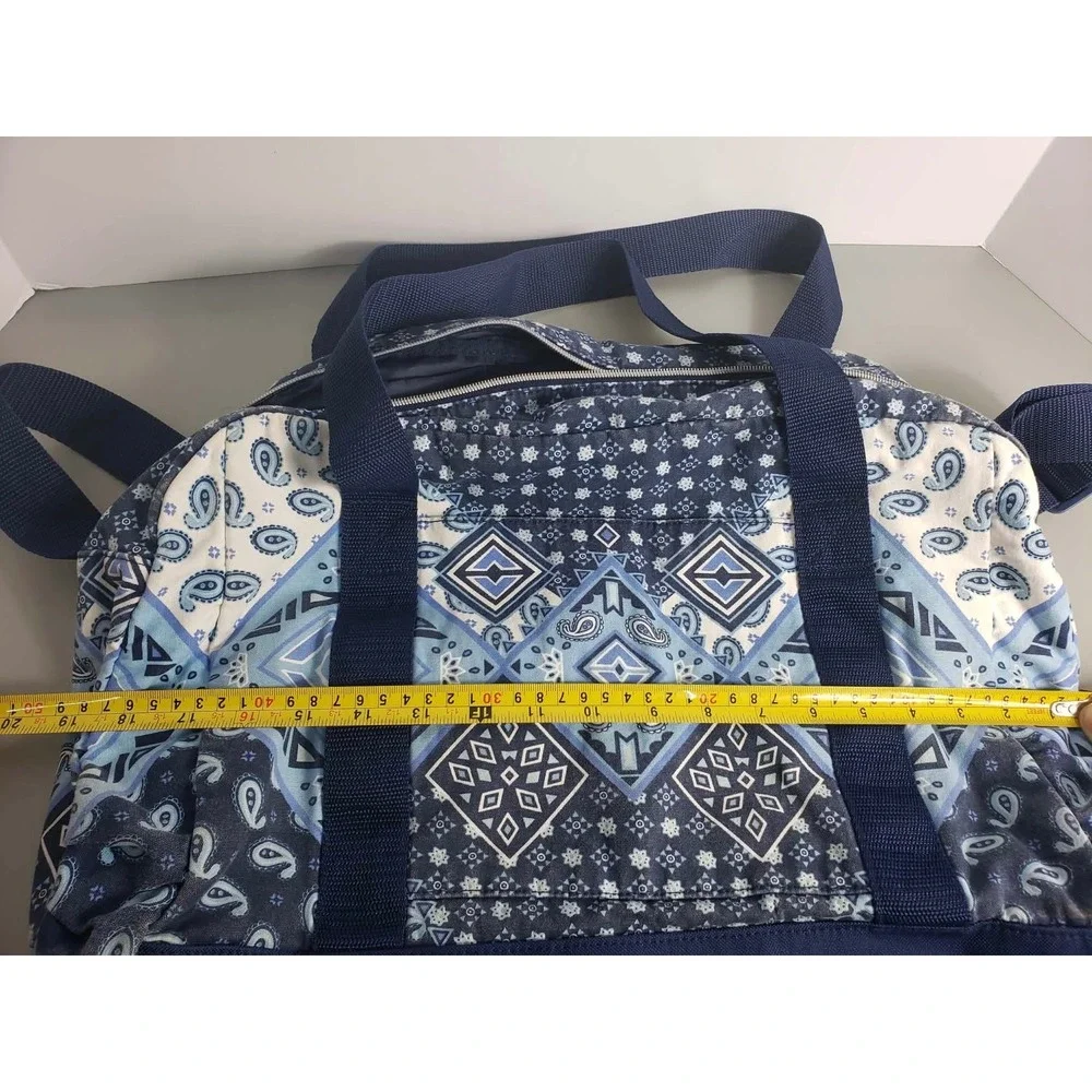 Justice Girls‎ Blue Paisley Geometric Duffle Bag Glitter Logo Crossbody Strap